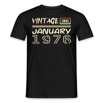 Vintage January 1976 - Birthday January 1976 - Men's T-Shirt - black - Front - AI Model Male 178 light (178cm)