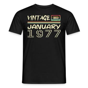 Vintage January 1977 - Birthday January 1977 - Men's T-Shirt - black - Front - AI Model Male 178 light (178cm)