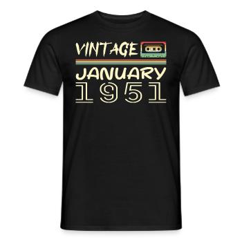 Vintage Janvier 1951 - Anniversaire Janvier 1951 - T-shirt homme - noir - Devant - AI Model Male 178 light (178cm)