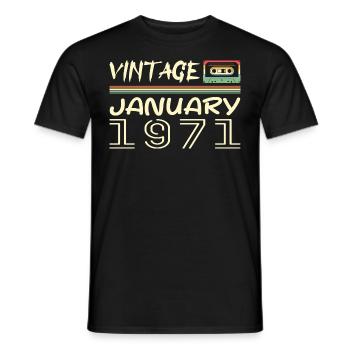 Vintage Janvier 1971 - Anniversaire Janvier 1971 - T-shirt homme - noir - Devant - AI Model Male 178 light (178cm)
