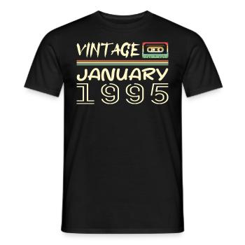 Vintage January 1995 - Birthday January 1995 - Men's T-Shirt - black - Front - AI Model Male 178 light (178cm)