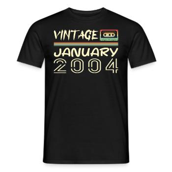 Vintage January 2004 - Birthday January 2004 - Men's T-Shirt - black - Front - AI Model Male 178 light (178cm)