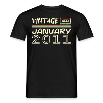 Vintage January 2011 - Birthday January 2011 - Men's T-Shirt - black - Front - AI Model Male 178 light (178cm)