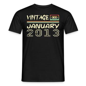 Vintage Janvier 2013 - Anniversaire Janvier 2013 - T-shirt homme - noir - Devant - AI Model Male 178 light (178cm)
