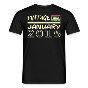 Vintage Janvier 2015 - Anniversaire Janvier 2015 - T-shirt homme - noir - Devant - AI Model Male 178 light (178cm)