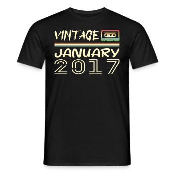 Vintage Janvier 2017 - Anniversaire Janvier 2017 - T-shirt homme - noir - Devant - AI Model Male 178 light (178cm)