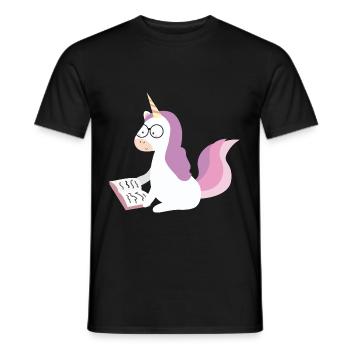 Unicorn with book - Men's T-Shirt - black - Front - AI Model Male 178 light (178cm)