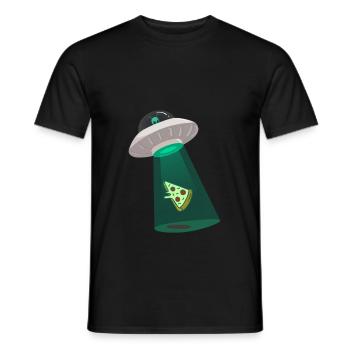 Pizza alien with UFO - Pizza Alien avec UFO - T-shirt homme - noir - Devant - AI Model Male 178 light (178cm)
