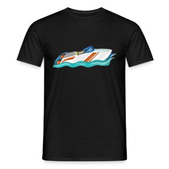 Water sports with the boat for the boat tour - Men's T-Shirt - black - Front - AI Model Male 178 light (178cm)