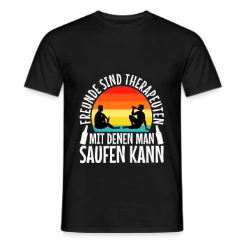 Freunde sind Therapeuten mit denen man saufen kann - Männer T-Shirt - Schwarz - Vorne - AI Model Male 178 light (178cm)