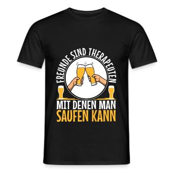 Freunde sind Therapeuten mit denen man saufen kann - Männer T-Shirt - Schwarz - Vorne - AI Model Male 178 light (178cm)