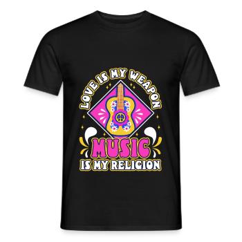 L’amour est mon arme, la musique est ma religion. - T-shirt homme - noir - Devant - AI Model Male 178 light (178cm)