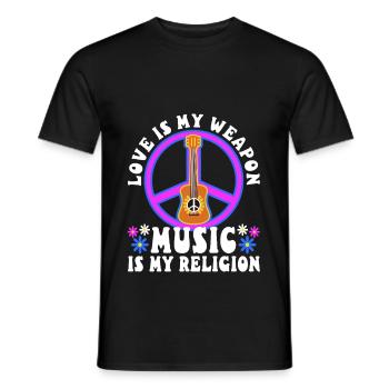 L’amour est mon arme, la musique est ma religion. - T-shirt homme - noir - Devant - AI Model Male 178 light (178cm)