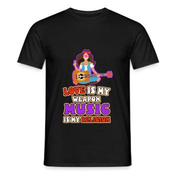 L’amour est mon arme, la musique est ma religion. - T-shirt homme - noir - Devant - AI Model Male 178 light (178cm)