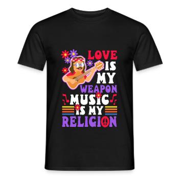 L’amour est mon arme, la musique est ma religion. - T-shirt homme - noir - Devant - AI Model Male 178 light (178cm)