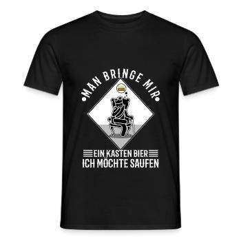 Man bringe mir ein Kasten Bier, ich möchte saufen - Männer T-Shirt - Schwarz - Vorne - AI Model Male 178 light (178cm)