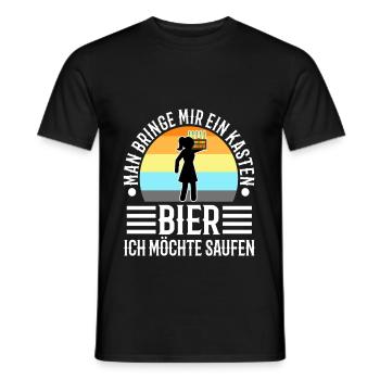 Man bringe mir ein Kasten Bier, ich möchte saufen - Männer T-Shirt - Schwarz - Vorne - AI Model Male 178 light (178cm)