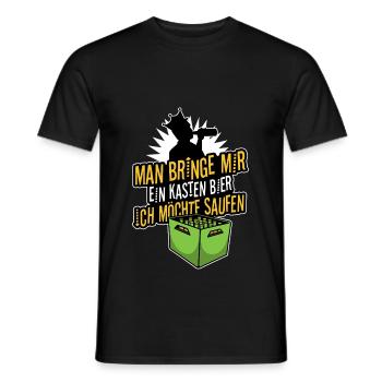 Man bringe mir ein Kasten Bier, ich möchte saufen - Männer T-Shirt - Schwarz - Vorne - AI Model Male 178 light (178cm)
