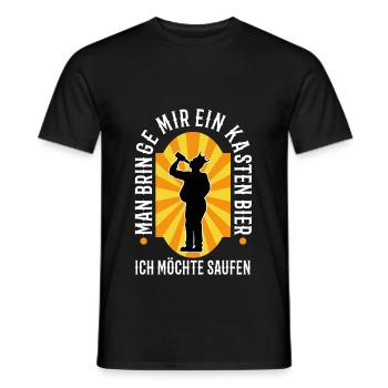 Man bringe mir ein Kasten Bier, ich möchte saufen - Männer T-Shirt - Schwarz - Vorne - AI Model Male 178 light (178cm)