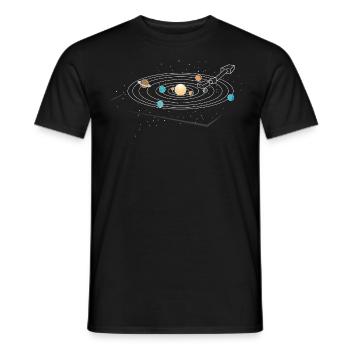 Turntable Vinyl Retro 70's 80's Planet - Men's T-Shirt - black - Front - AI Model Male 178 light (178cm)