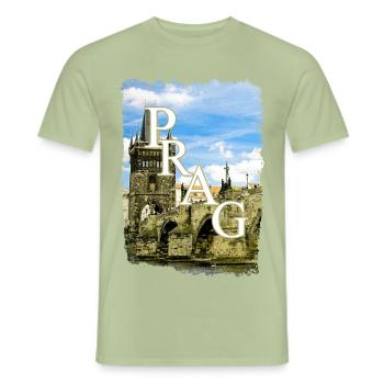 Prag - Männer T-Shirt - Sage - Vorne - AI Model Male 178 light (178cm)