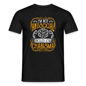 RPG Rollenspiel Würfel Low On Charisma - Männer T-Shirt - Schwarz - Vorne - AI Model Male 178 light (178cm)