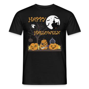 Halloween Creepy Pumpkin, T-Shirt de chauve-souris - T-shirt homme - noir - Devant - AI Model Male 178 light (178cm)