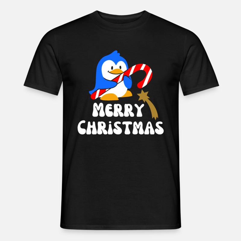 Frohe Weihnachten Weihnachtspinguin - Männer T-Shirt - Schwarz
