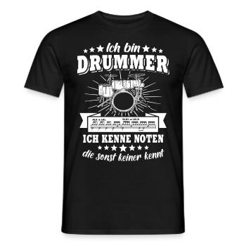 Drummer Sprüche Schlagzeuger Schlagzeug Noten - Männer T-Shirt - Schwarz - Vorne - AI Model Male 178 light (178cm)
