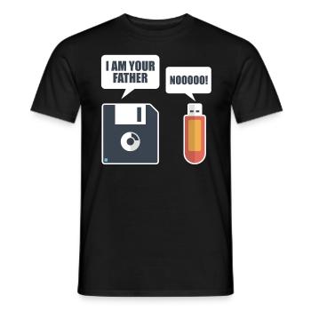 USB floppy disk - Men's T-Shirt - black - Front - AI Model Male 178 light (178cm)