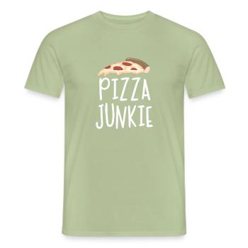 Pizza junkie - T-shirt homme - vert sauge - Devant - AI Model Male 178 light (178cm)