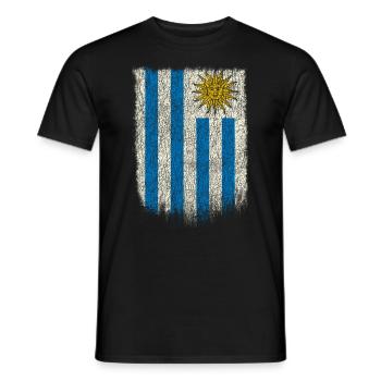 Uruguayisches Flaggen-Hemd Uruguay-Flaggen-T-Shirt Schmutz-Retro Entwurf - Männer T-Shirt - Schwarz - Vorne - AI Model Male 178 light (178cm)