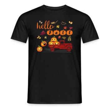 Bonjour Automne Funny shirt citrouille automne Halloween - T-shirt homme - noir - Devant - AI Model Male 178 light (178cm)