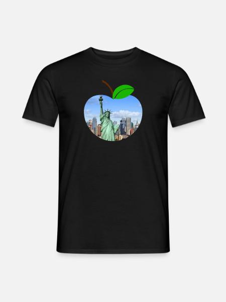 Apfel New York Freiheitsstatue - Männer T-Shirt - Schwarz