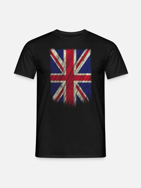 British Flag Shirt England Flag T shirt Wavy - Men's T-Shirt - black