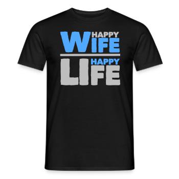 Femme heureuse - vie heureuse - T-shirt homme - noir - Devant - AI Model Male 178 light (178cm)