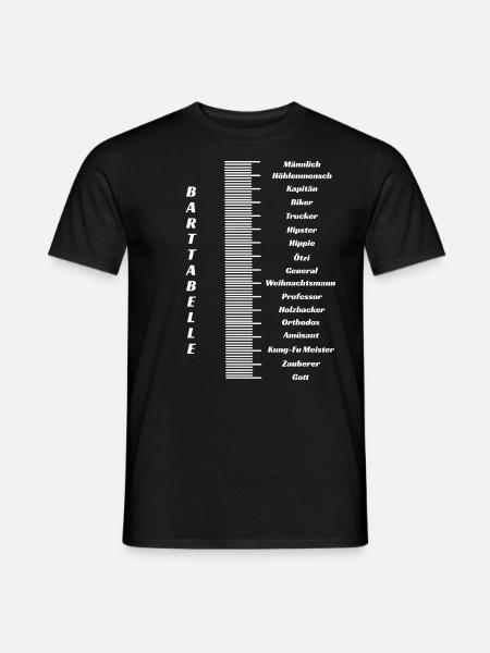Bart mit Tabelle Bartchart Bartlänge Bartmessen - Männer T-Shirt - Schwarz