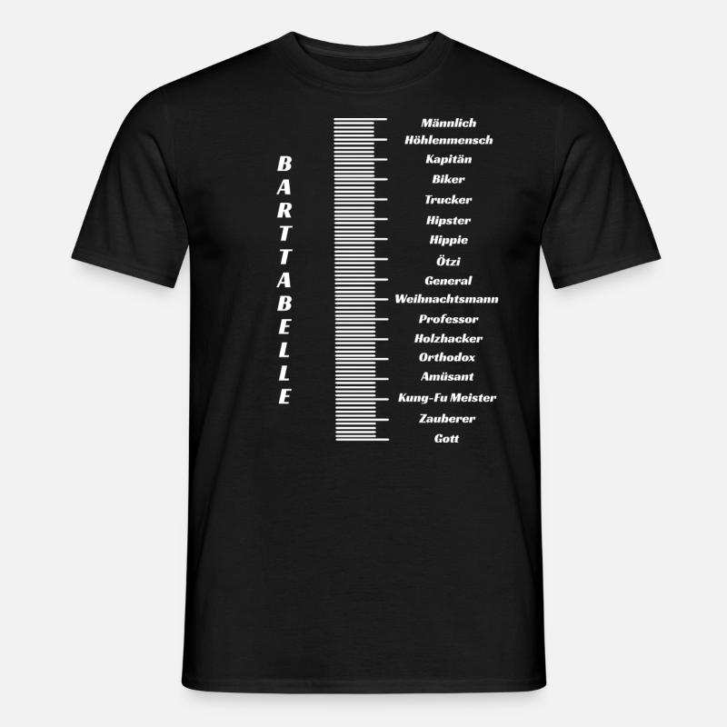 Bart mit Tabelle Bartchart Bartlänge Bartmessen - Männer T-Shirt - Schwarz