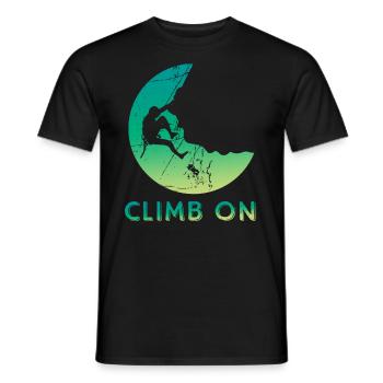 Climb on Rock Climbing Gift Bouldering Mountain - Men's T-Shirt - black - Front - AI Model Male 178 light (178cm)