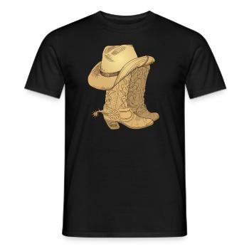 Vintage Retro Cowboy Hut Cowboystiefel Geschenk - Männer T-Shirt - Schwarz - Vorne - AI Model Male 178 light (178cm)