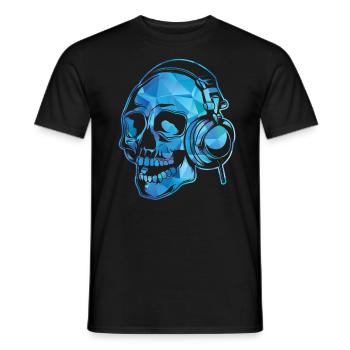 Crâne coloré DJ Casque Musique Rave Cadeau - T-shirt homme - noir - Devant - AI Model Male 178 light (178cm)