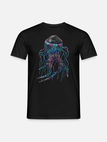 Psychedelic Jellyfish Trippy Tentacles Ocean - Men's T-Shirt - black