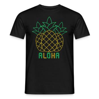 Pineapple Aloha 80s Neon Vintage Retro Summer - Men's T-Shirt - black - Front - AI Model Male 178 light (178cm)