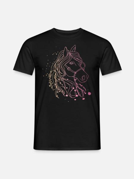 chevaux coloré équitation tête de chevalnaar cadeau - T-shirt homme - noir