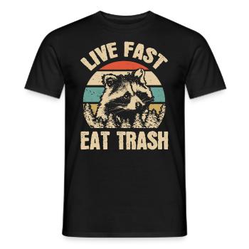 Waschbär Fast Food Müll Vintage Camper Geschenk - Männer T-Shirt - Schwarz - Vorne - AI Model Male 178 light (178cm)