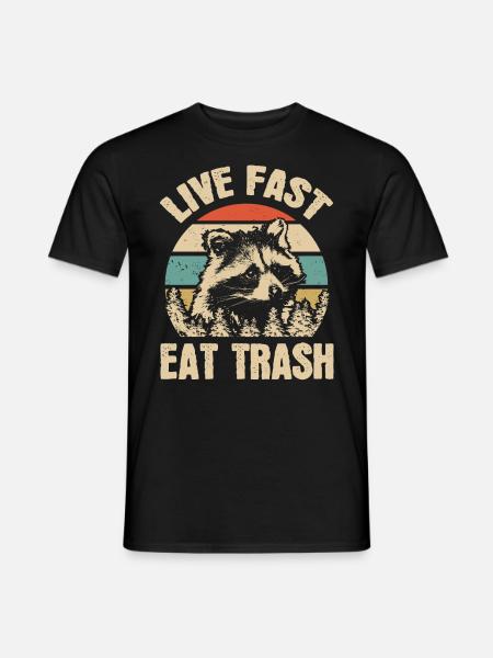 Waschbär Fast Food Müll Vintage Camper Geschenk - Männer T-Shirt - Schwarz