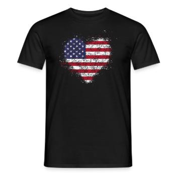 Heart USA Flag Vintage - Men's T-Shirt - black - Front - AI Model Male 178 light (178cm)