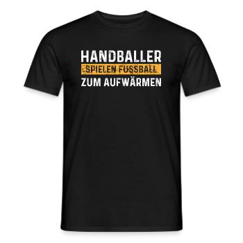 Handballer spielen Fussball zum aufwärmen - Männer T-Shirt - Schwarz - Vorne - AI Model Male 178 light (178cm)