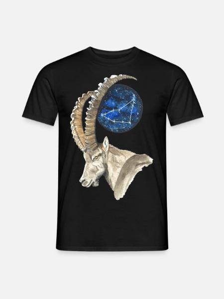 Steinbock mit dem Sternbild Steinbock - Männer T-Shirt - Schwarz