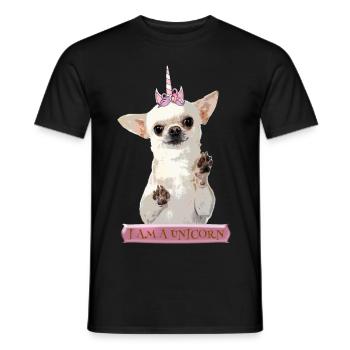 JE SUIS UNE LICORNE CHIHUAHUA BLANC - T-shirt homme - noir - Devant - AI Model Male 178 light (178cm)